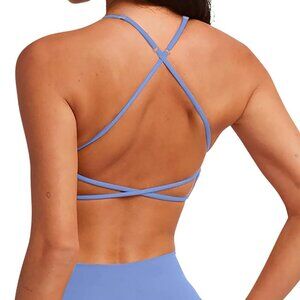Breeze Blue Wireless Double-Lined Criss Cross Sports Bra Large